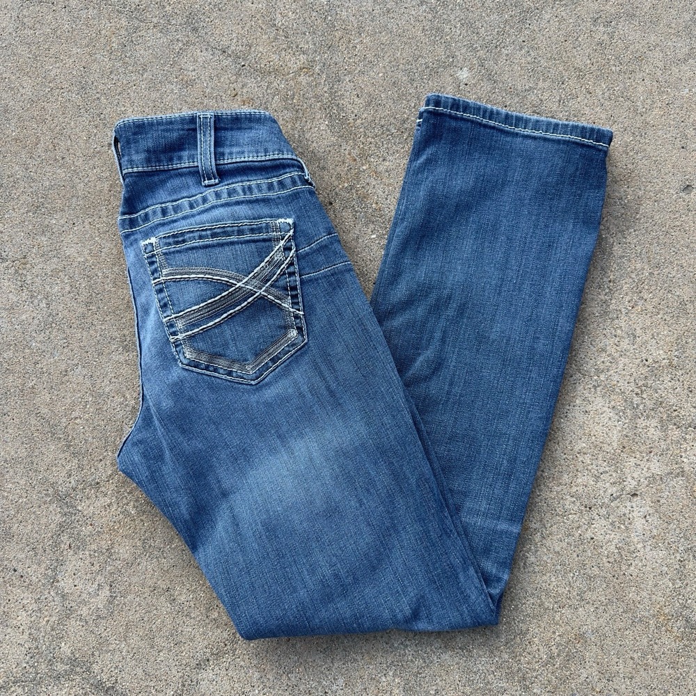 Ariat Jeans Womens 29s (28x31) Blue Real Straight Mid Rise Stretch Denim Casual
